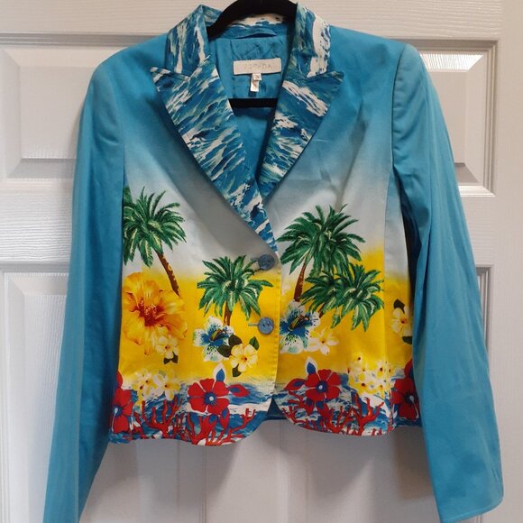 Escada Beachy Palm Tree Jacket - Size 40 - VINTAGE! Great Condition! Women's - Picture 1 of 5